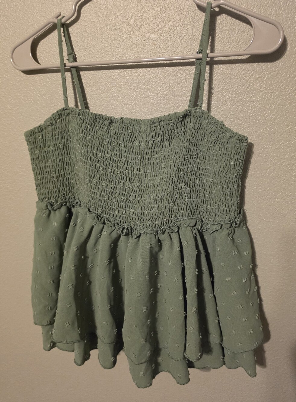 Smocked Spaghetti Strap Top in Sage Green